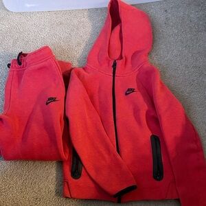 Nike Tech Red Tracksuit with Black Accents
